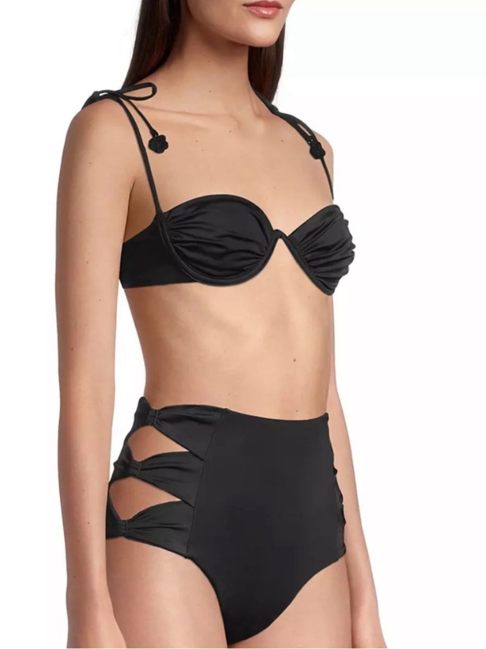 Agua Bendita Black Cutout High-Waist Bikini Set - Size Small
